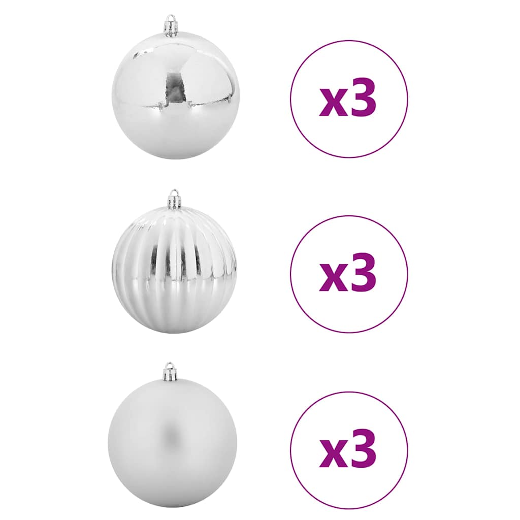 Christmas Bauble Set 9 pcs Silver